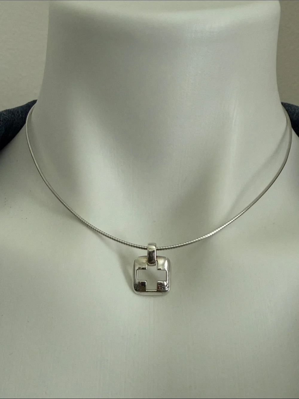 Tiffany & Co. Cross Cutout Pendant Omega Chain Necklace